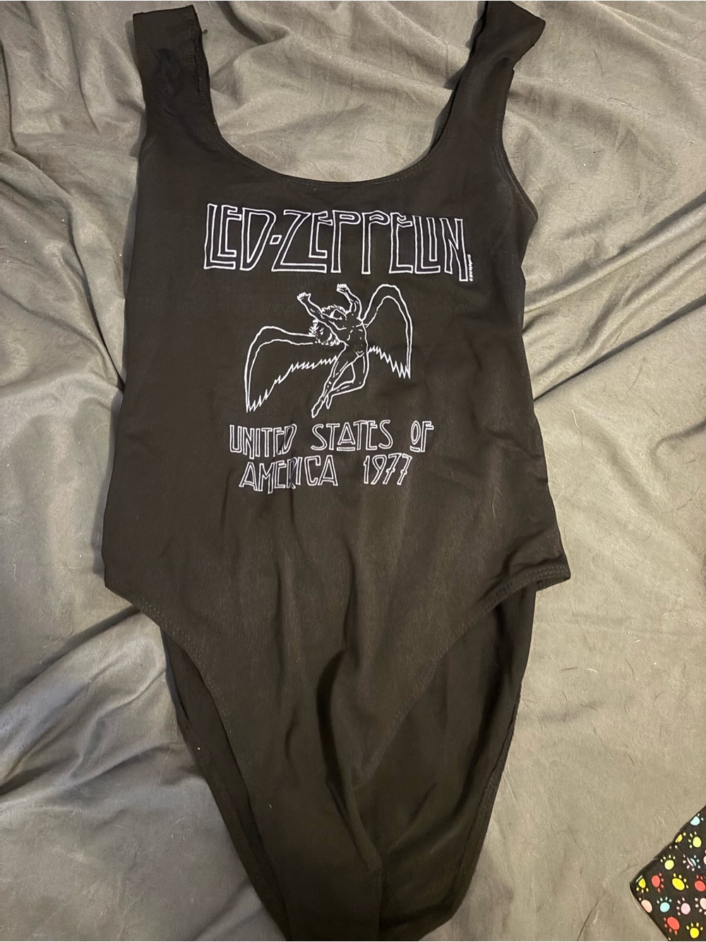 Black Graphic LED Zepplin One-Piece bodysuit